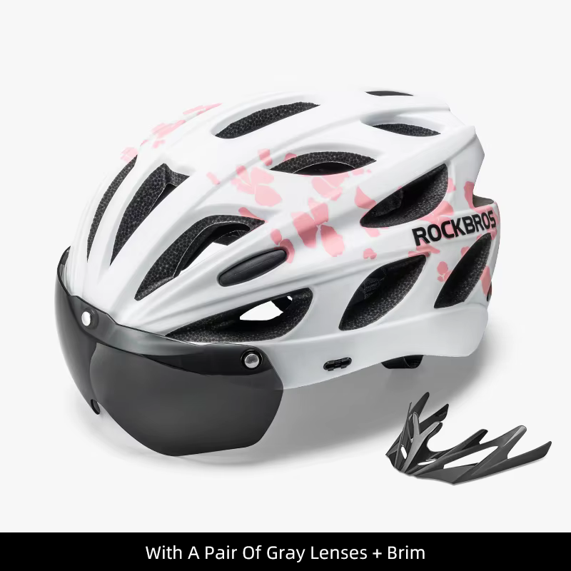 ROCKBROS casque de vélo femmes léger respirant avec lunettes lentille magnétique réglable casque de