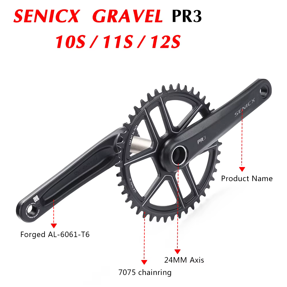 SENICX PR3 pédalier de vélo de gravier 40T/42T/44T plateau 165mm 170mm 175mm manivelle 10/11S vitess