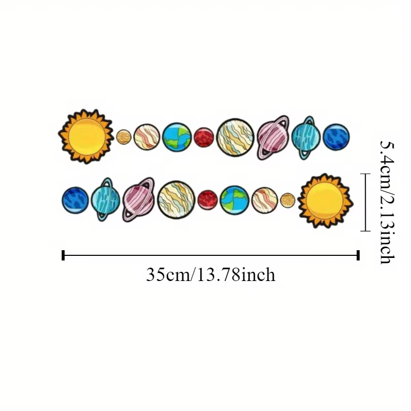Autocollant de vélo 2D plat 2 pièces, thème Système Solaire (Planètes, Terre, Saturne, Soleil), pour