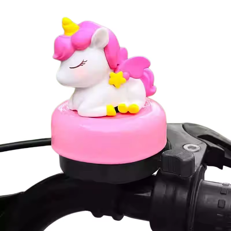 Sonnette de vélo licorne de dessin animé mignonne, klaxon universel puissant et clair pour enfants,