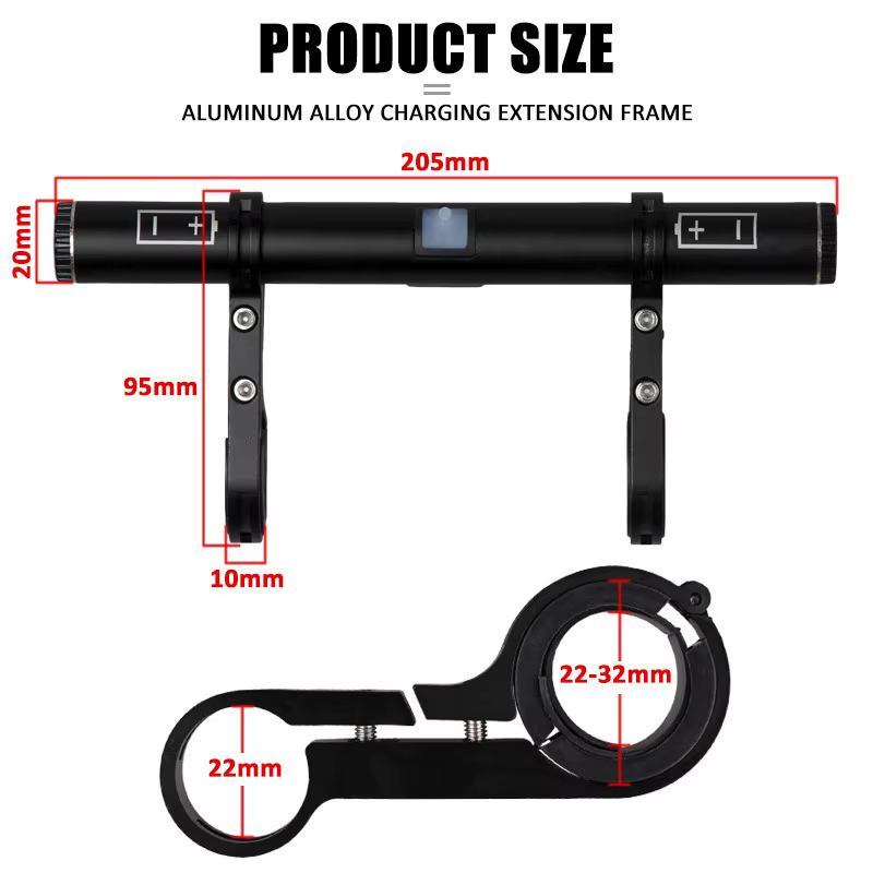 Support d'extension de vélo en alliage d'aluminium, Rechargeable par USB, pince de poignée de levier