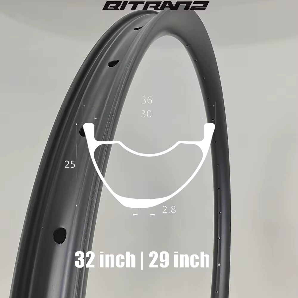 Jante de vélo asymétrique tubeless 32" 29" en carbone pour VTT et Gravel, frein à disque sans patte 