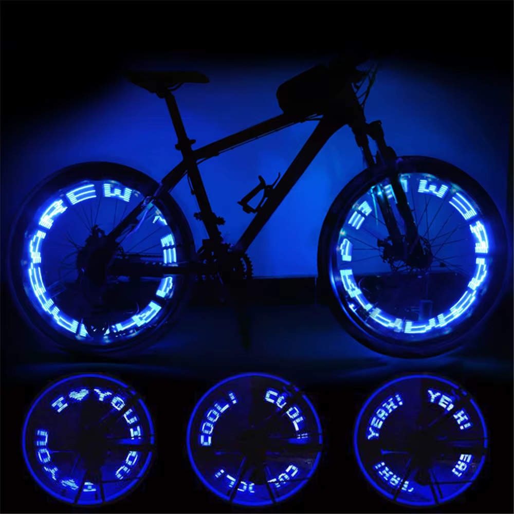 Lettre bouchons de Valve de pneu lumière roue de vélo lampe à rayons 7 couleurs Double face lumière 
