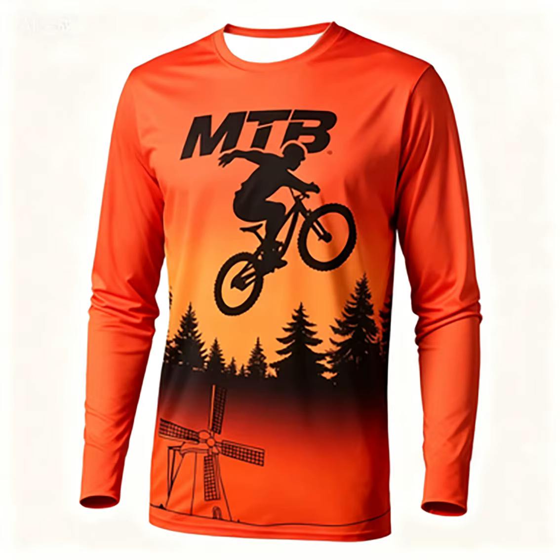 Maillot de cyclisme à manches longues pour homme - Respirant et à séchage rapide avec dégradé de cou