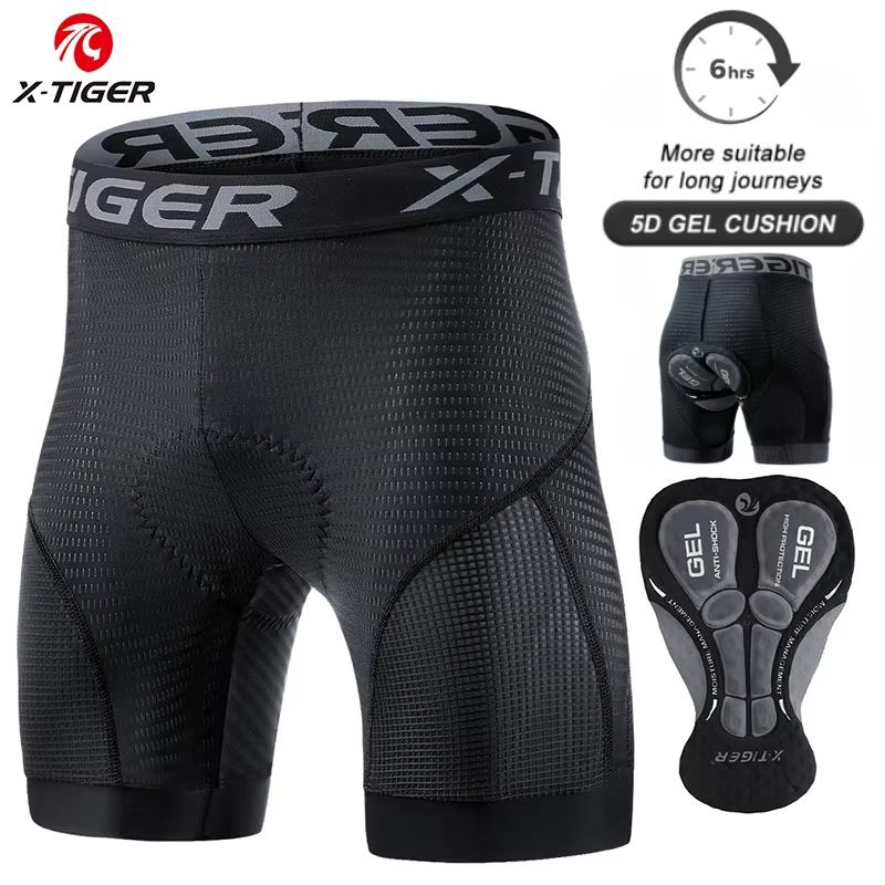 X-TIGER sous-vêtements de cyclisme 5D Gel Pad respirant antidérapant hommes vélo Shorts antichoc vél