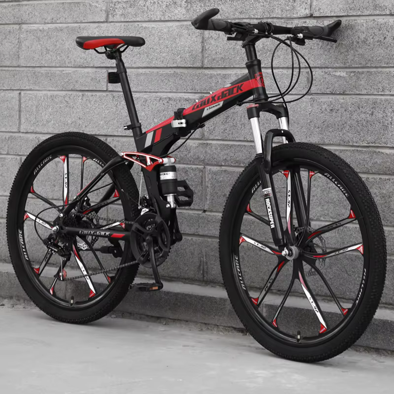 VTT de 26 pouces, cadre en acier à haute teneur en carbone à 10 rayons et 21 vitesses, vélo de monta