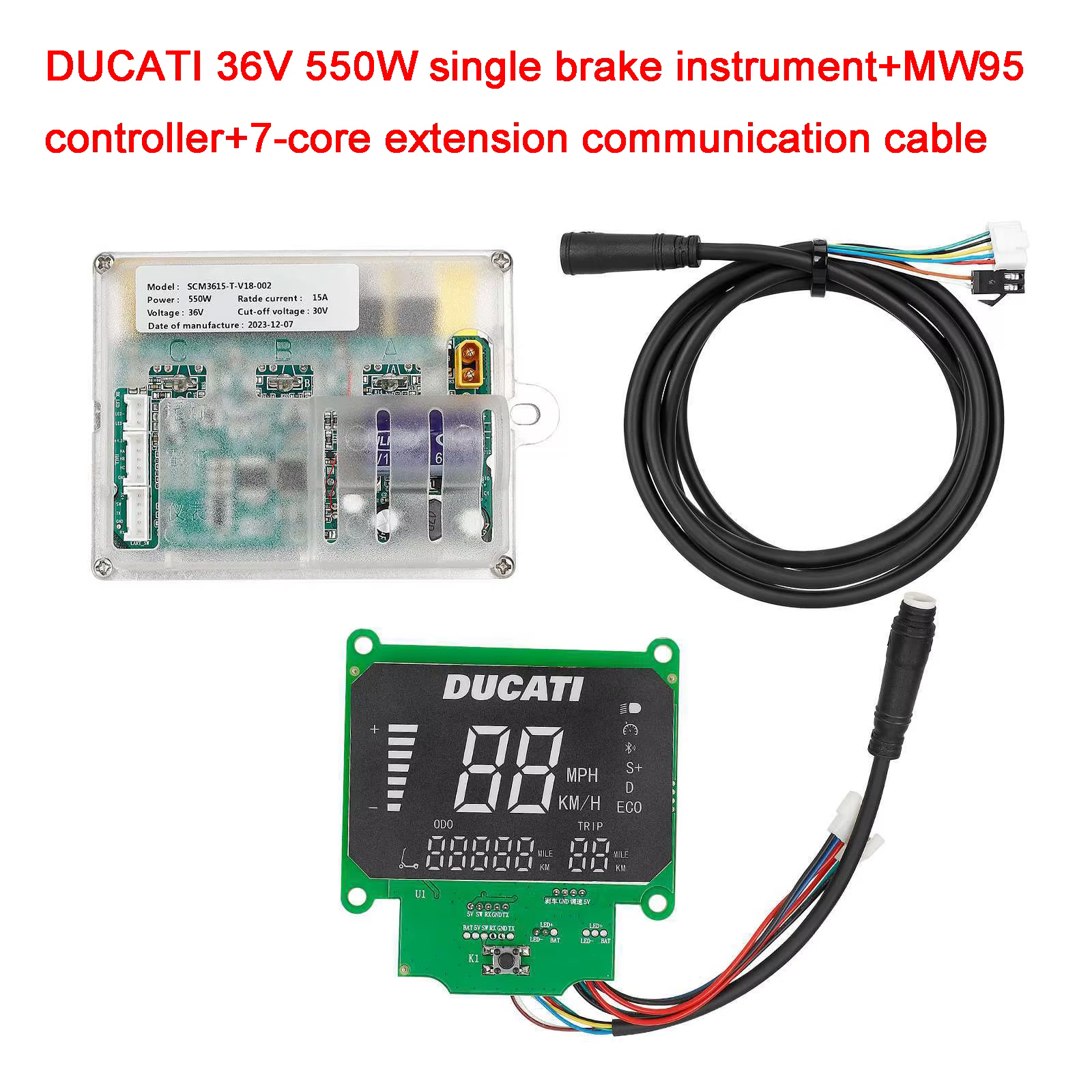 Scooter électrique 48V 1200W, ensemble de contrôleur d'instruments de frein simple/Double pour DUCAT