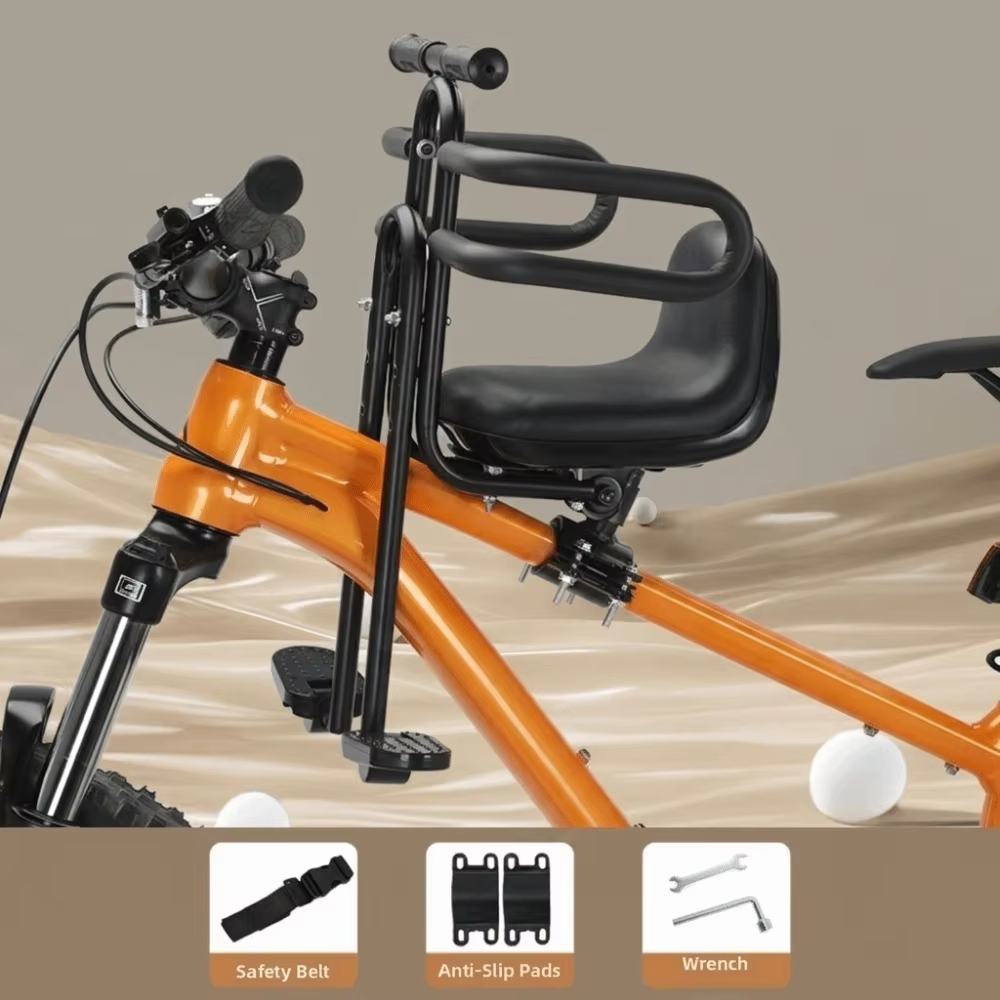 Siège de vélo pour enfant universel à fixation avant, accoudoirs rembourrés, siège avant pour enfant