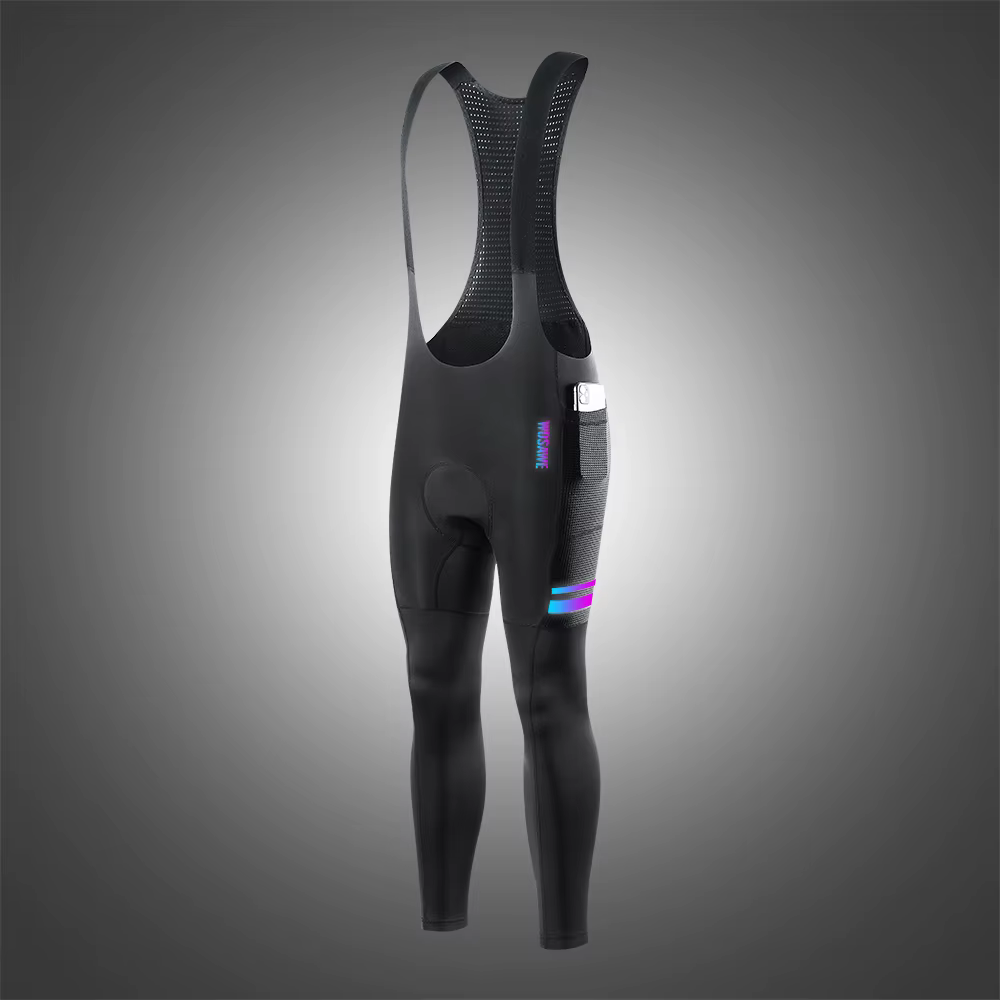 WOSAWE-Pantalon de Cyclisme Thermique Rembourré pour Homme, Collants de Vélo de Route, Bavoir Long,