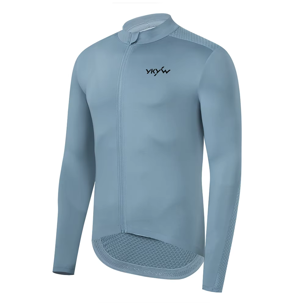 YKYW Maillot de cyclisme à manches longues pour hommes Chemise de course de vélo Pro Team Riding Bik