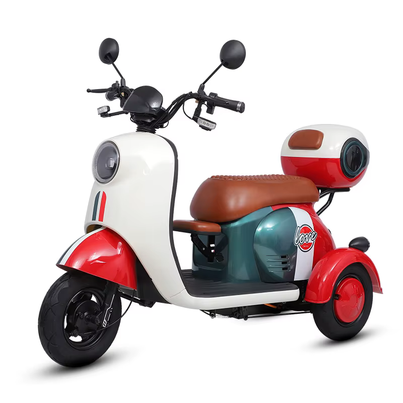 Trottinette électrique avec siège passager pour femme et adulte, tricycle injuste, panier, mode pare