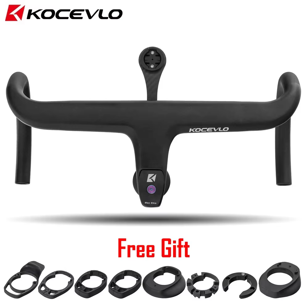 KOCEVLO-Guidon de vélo de route entièrement en carbone, intégré avec tige, acheminement interne des 