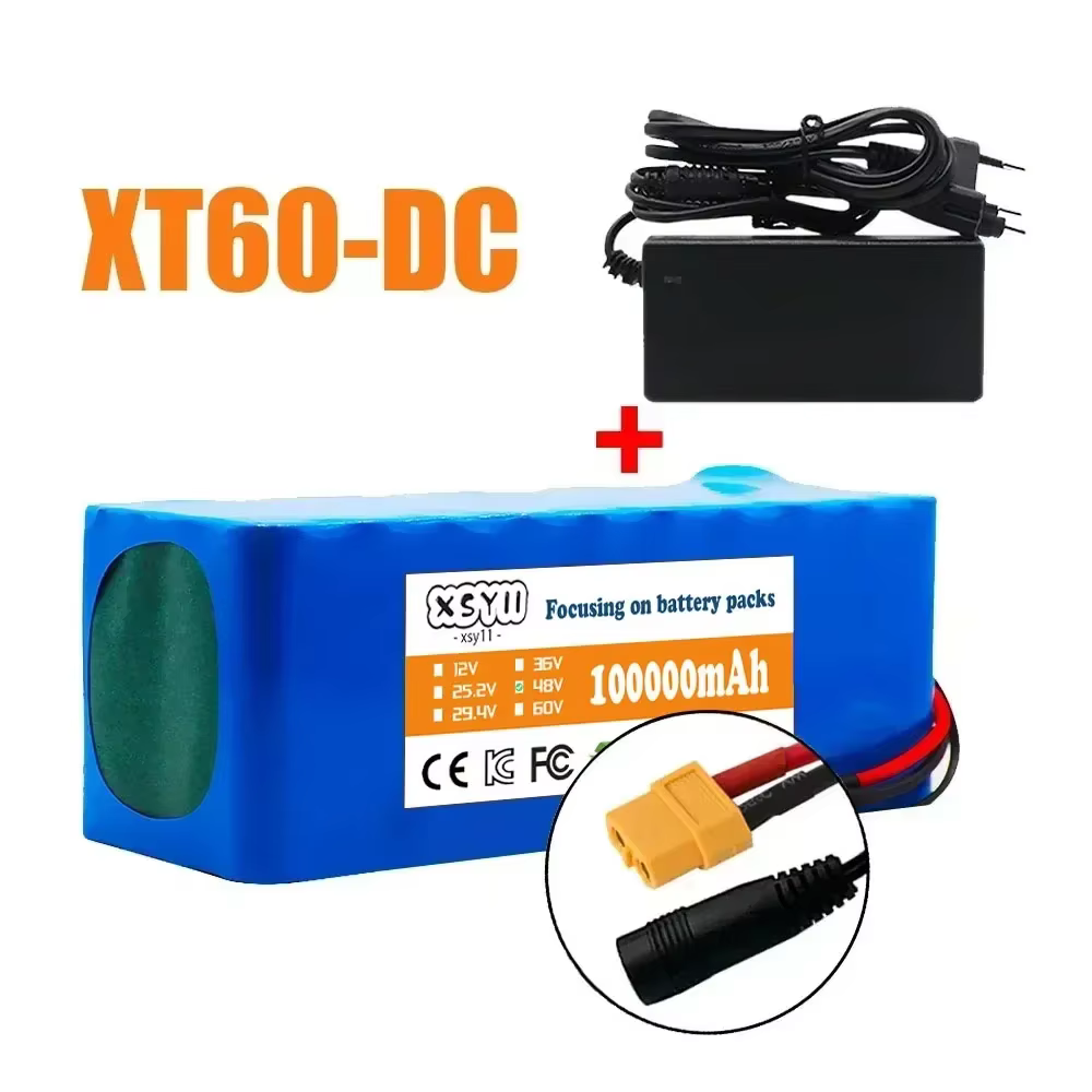 Batterie lithium-ion 13S3P, 48V, 100000mAh, 100Ah, avec BMS 1000W, pour vélo électrique 54.6V, scoot