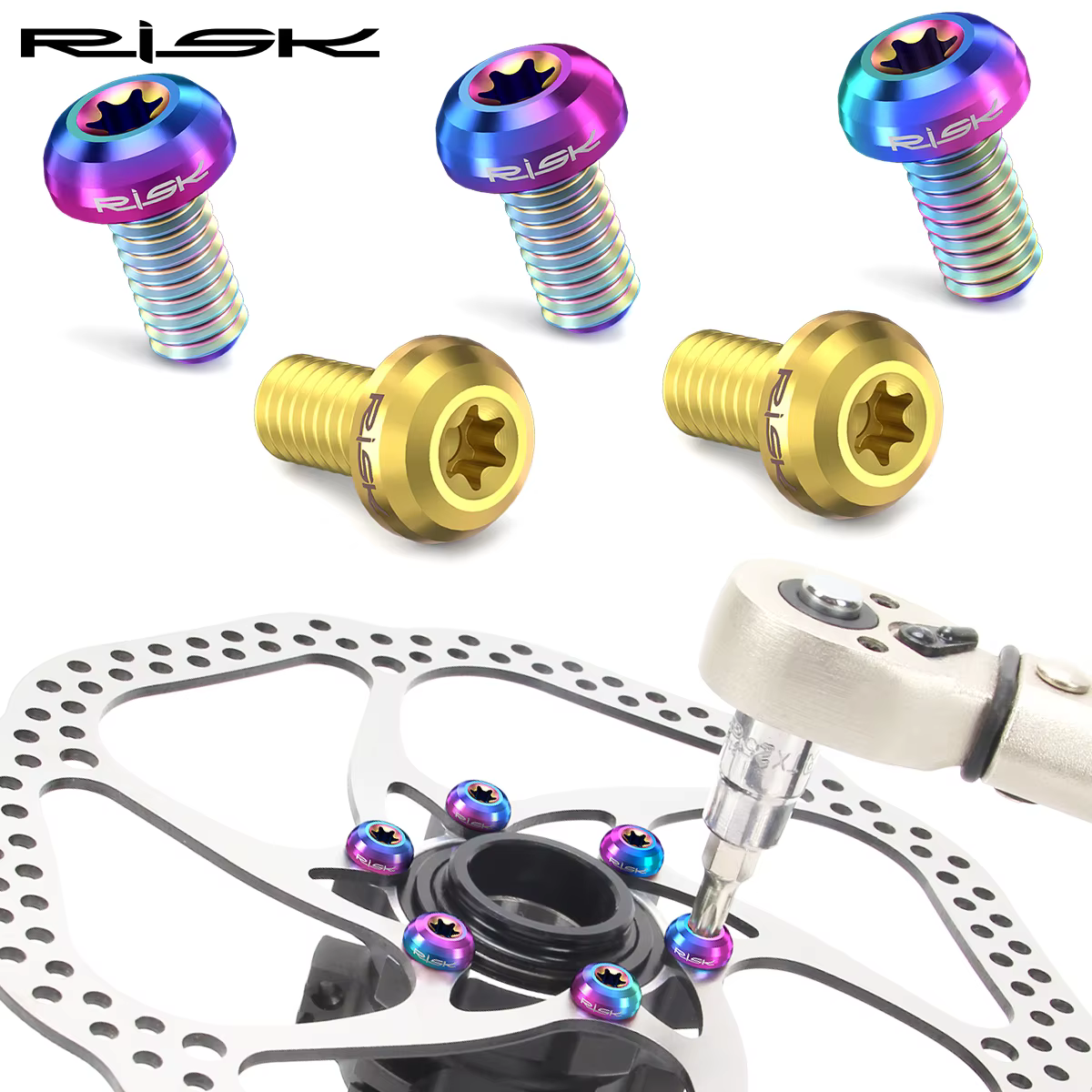 Risque 12 pièces M5 * 10MM vélo frein à disque Rotor boulons de fixation TC4 titane vélo vtt vélo ul