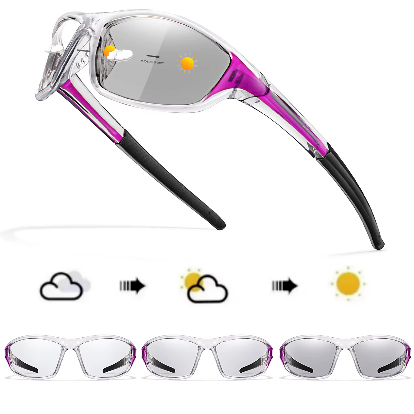 Lunettes de cyclisme photochromiques pour hommes et femmes, nouveau Style, vtt, course à pied, pêche