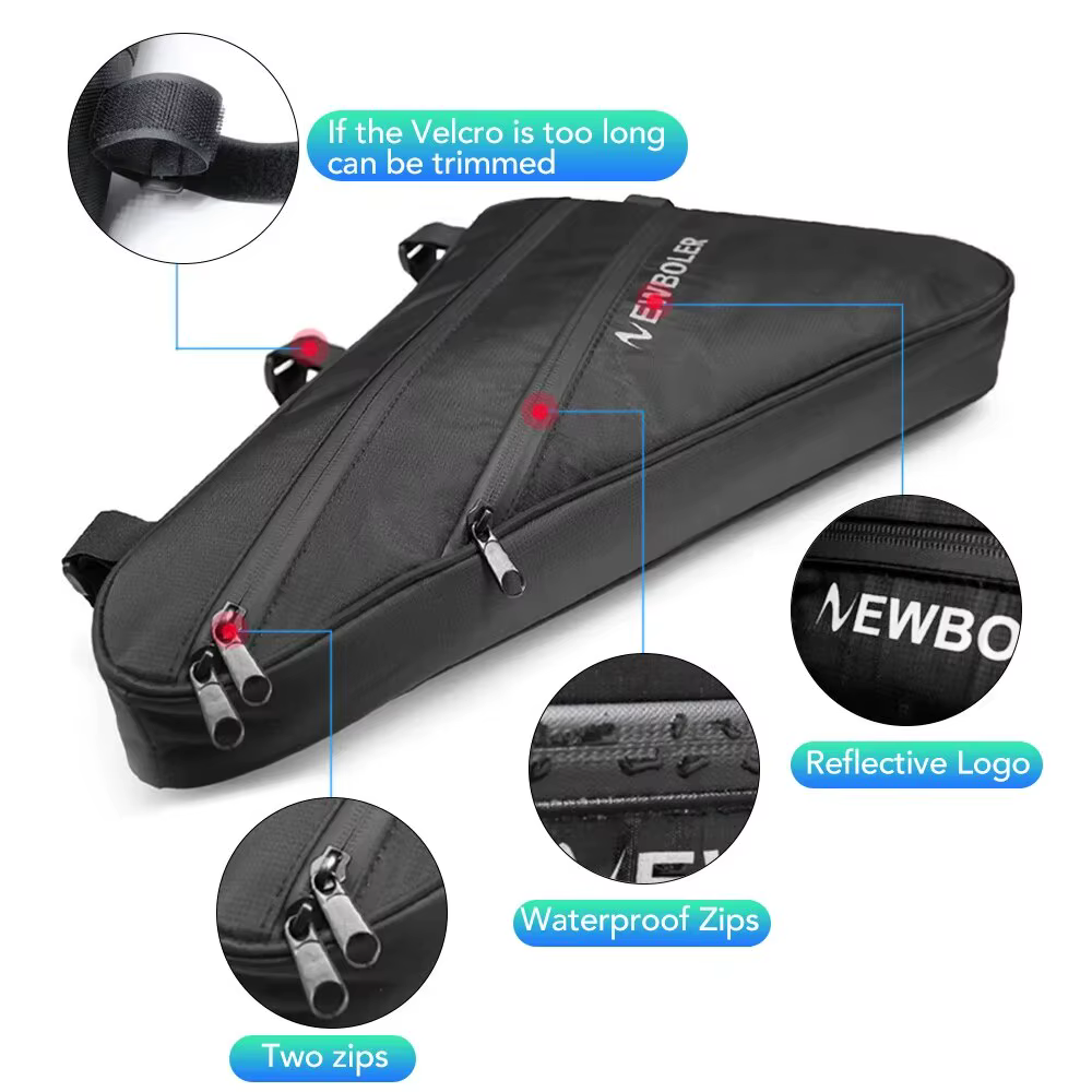 NEWBOLER grand sac Triangle de vélo cadre de vélo sac de Tube avant sac de cyclisme étanche sacoche 