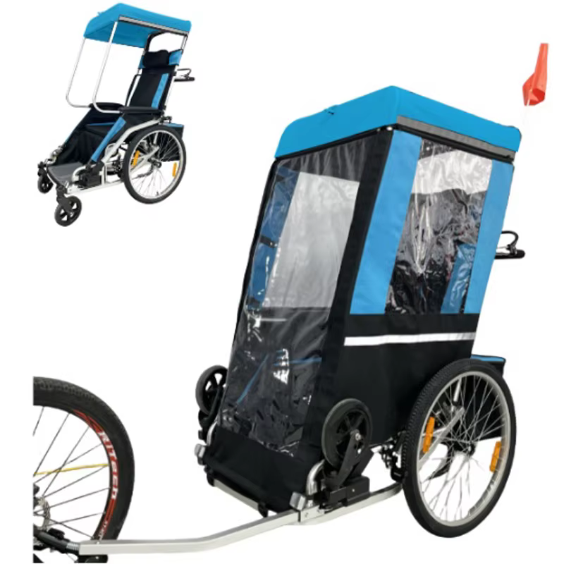 Remorque de vélo pliable 2 en 1, capacité de 165 à 220 lb, housse de protection, roue rotative avant