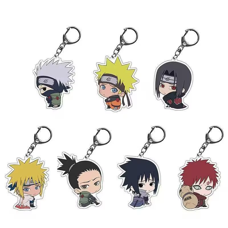Porte-clés en acrylique mignon de dessin animé Naruto chibi, personnalisé, accessoire de sac à dos p