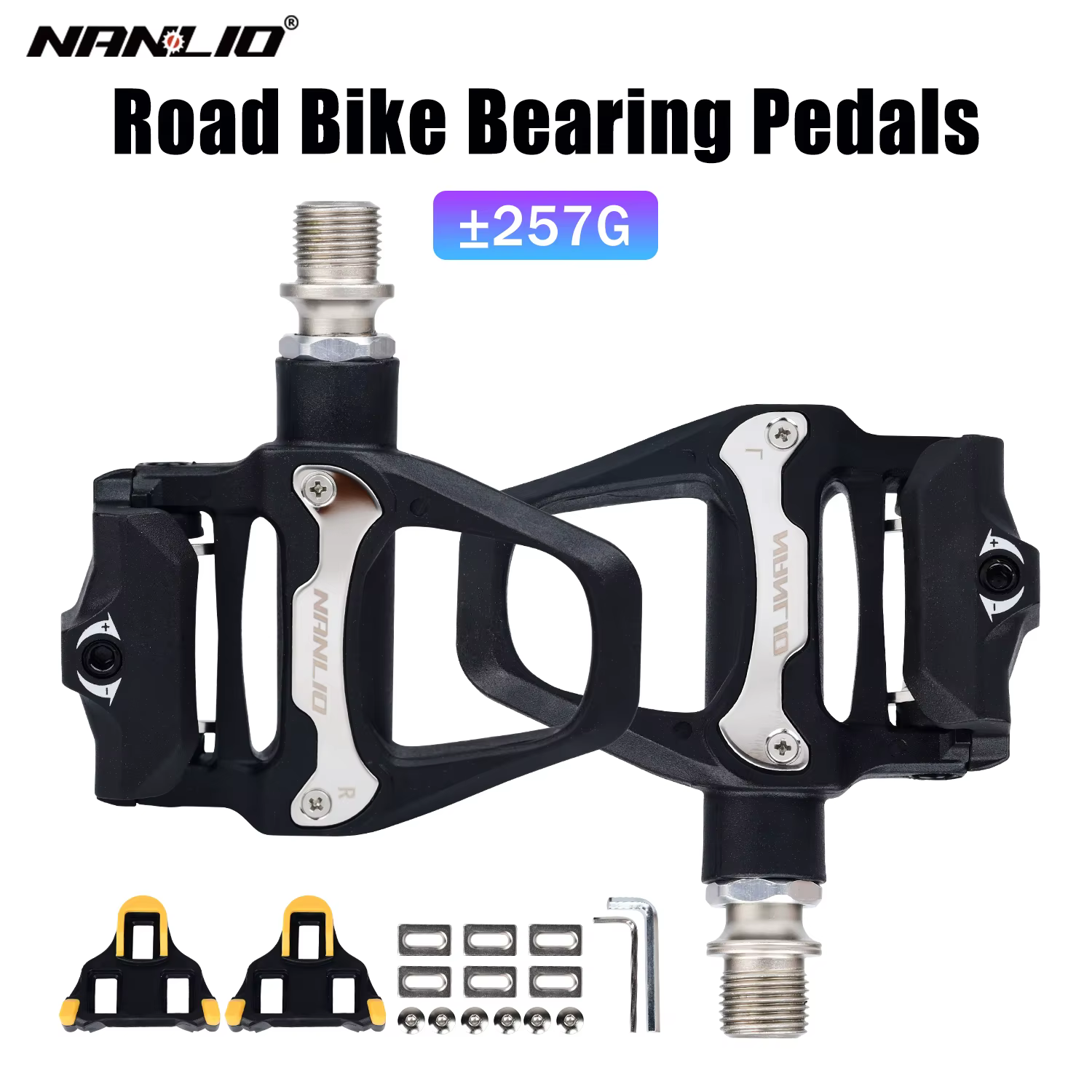 Pédales de vélo de route Nanlio SPD-SL, pédales automatiques avec 6 °   Taquets, nylon/alliage hybri
