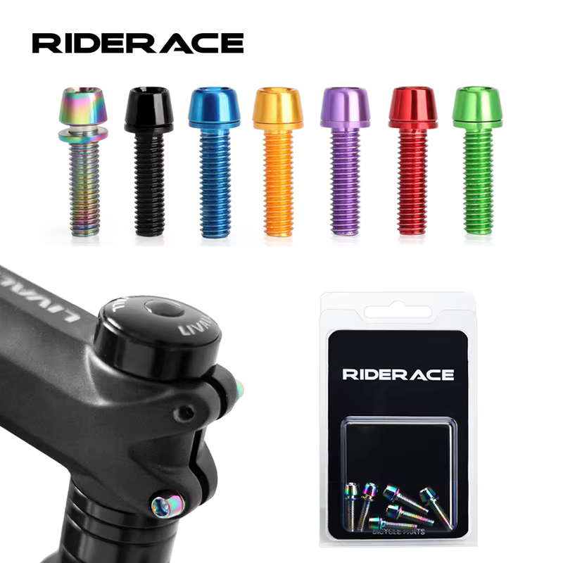 6 pièces/ensemble vis de guidon de vélo en acier inoxydable coloré plaqué titane M5 * 18MM vtt vélo 