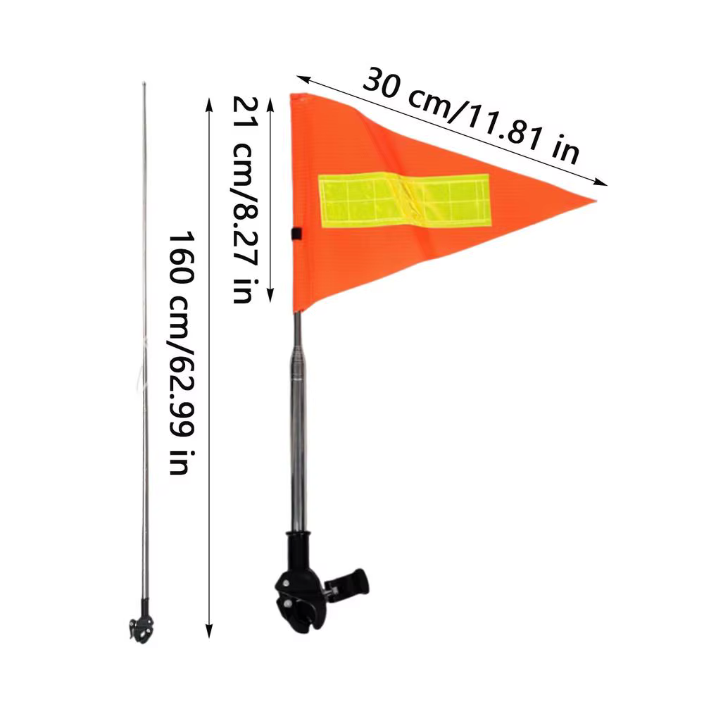 Ensemble de drapeaux réfléchissants de sécurité pour vélo avec mât de fixation, drapeau d'avertissem