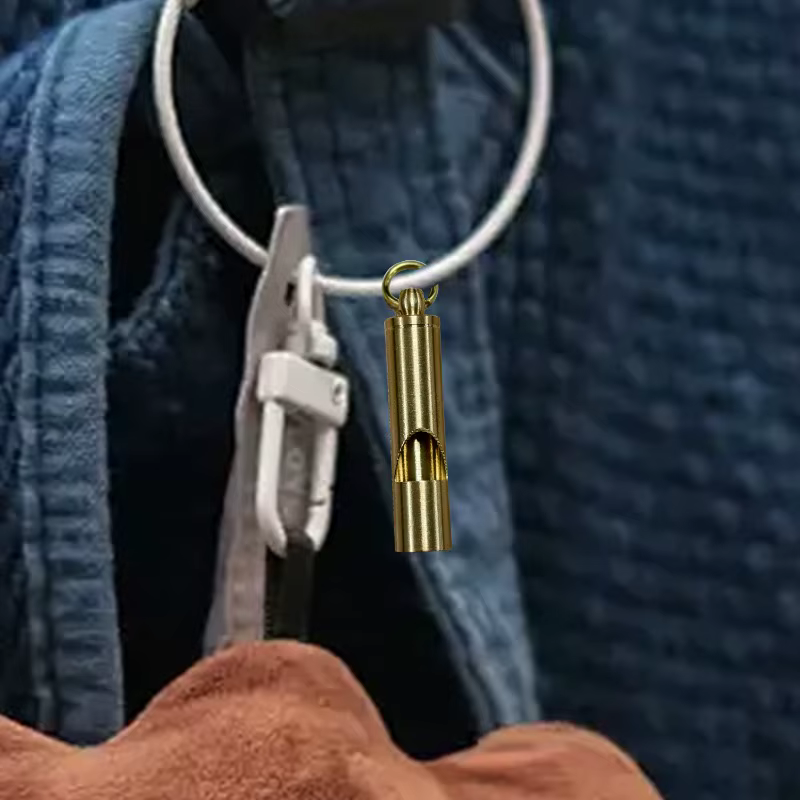Sifflet de sécurité fort, porte-clés de survie en laiton pour signalisation d'urgence, randonnée en 