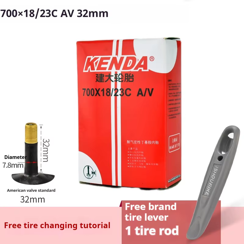 Chambre à air pour vélo de route KENDA 700X18/23/25/28/32/43C, caoutchouc butyle AV/FV 32/36/48/60/8