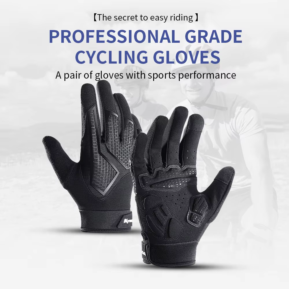 Gants de cyclisme antidérapants à doigts longs, absorbant les chocs, pour hommes, protection solaire