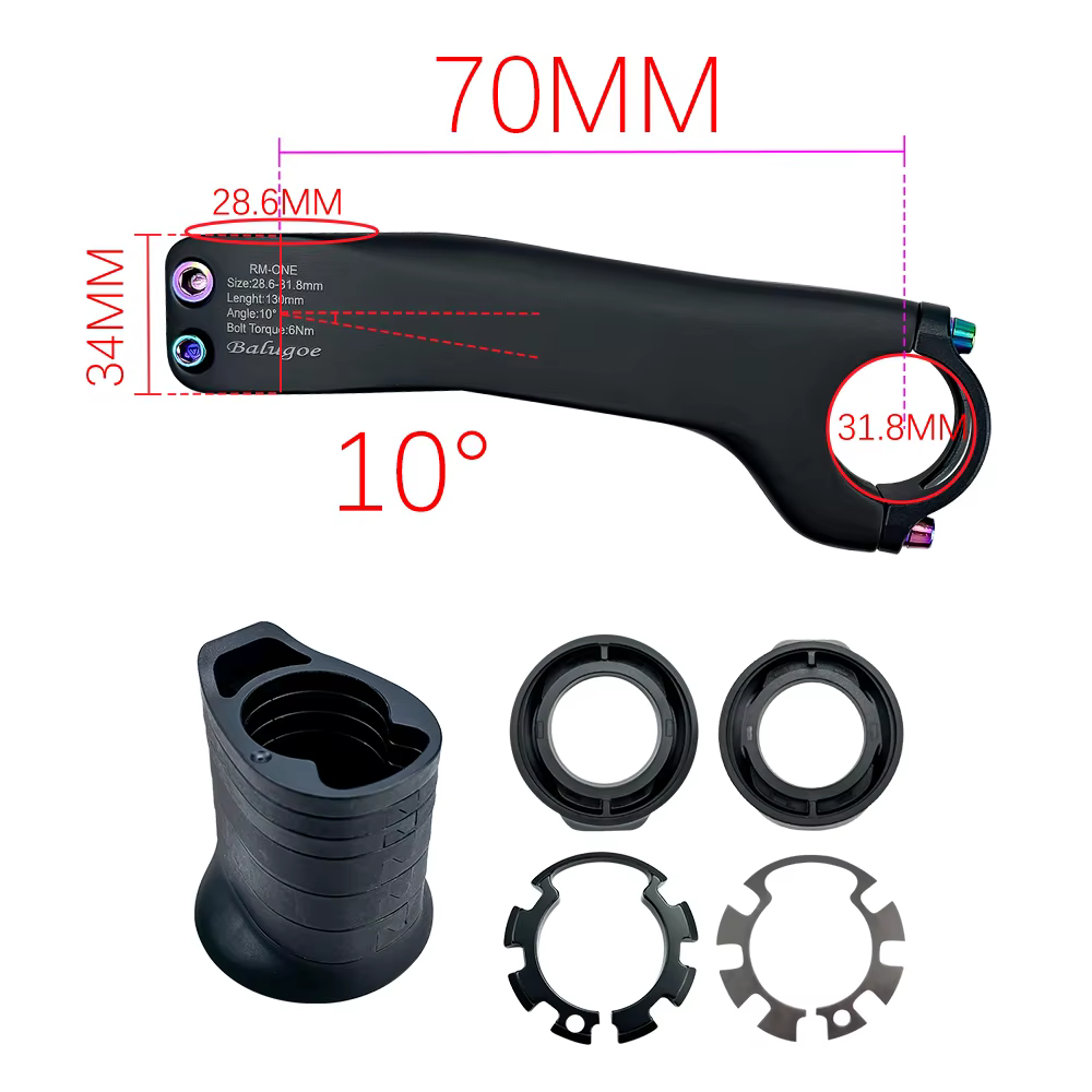 Tige de vélo BALUGOE en fibre de carbone pour vélo de route et VTT -10 °   -17 °   Potences de vélo 