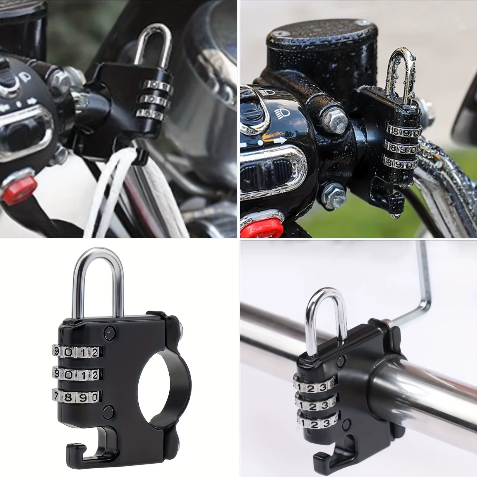 Serrure à combinaison antivol pour vélo électrique, 1 pièce, serrure de casque Durable avec crochet 