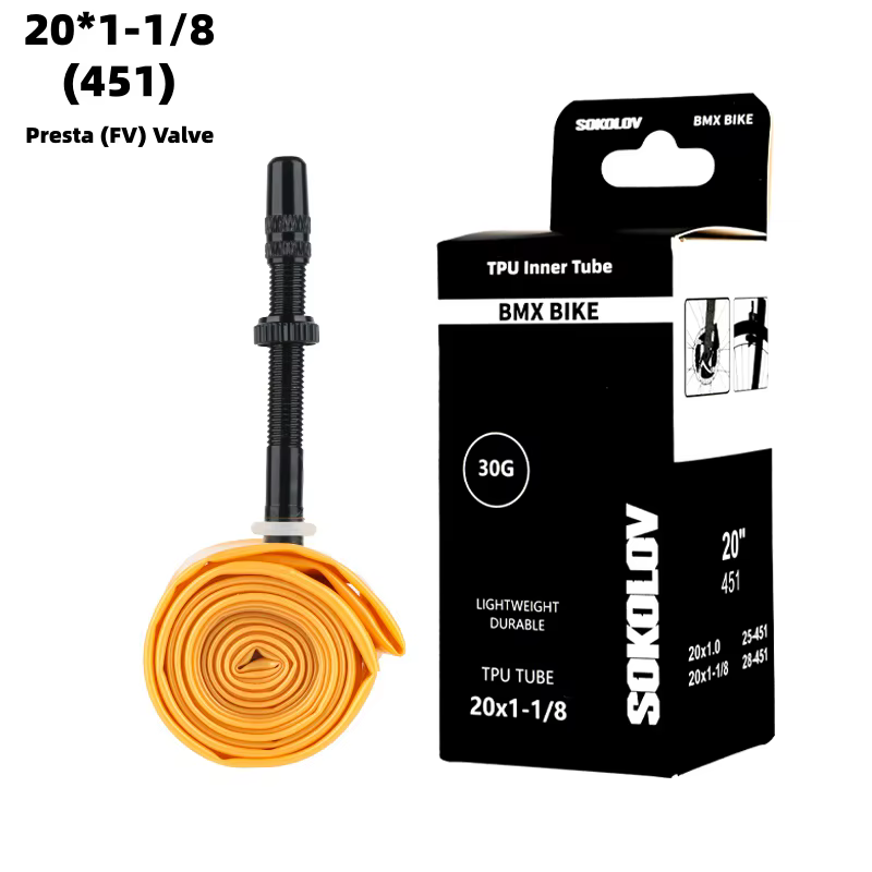 Chambre à air de vélo en TPU 20 pouces 406/451 pour pneu de vélo BMX, valve AV/FV 45/65 mm, 20*1.0-1