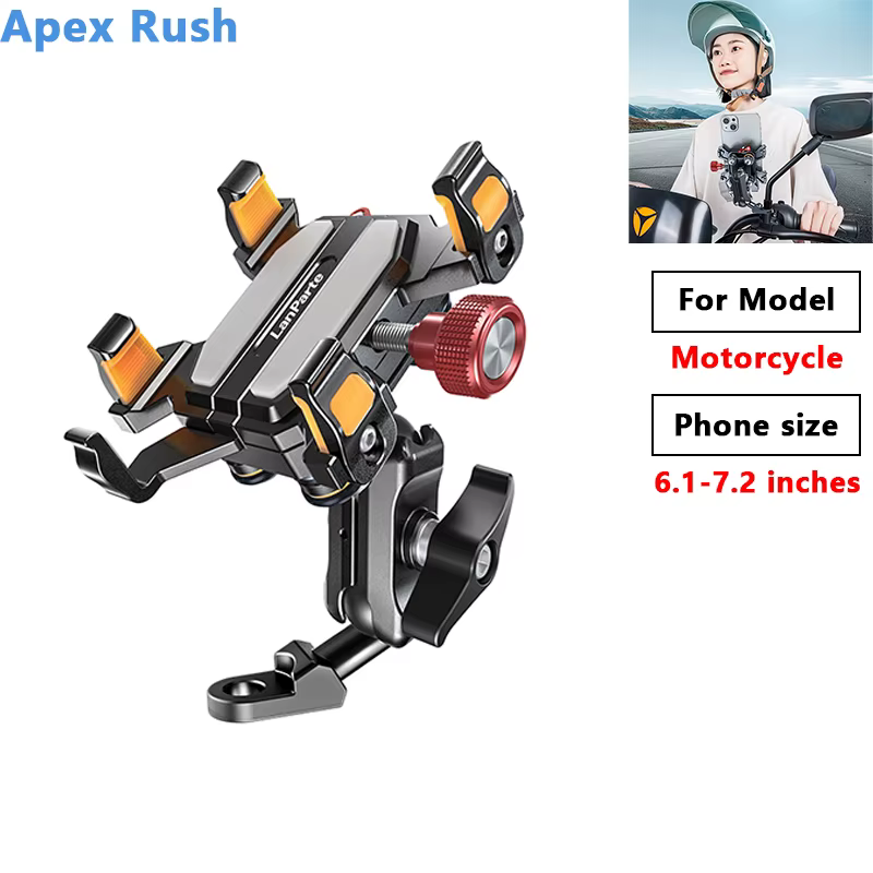 Apex Rush 2025 nouveau support de téléphone pour moto en alliage d'aluminium avec amortisseur serrur