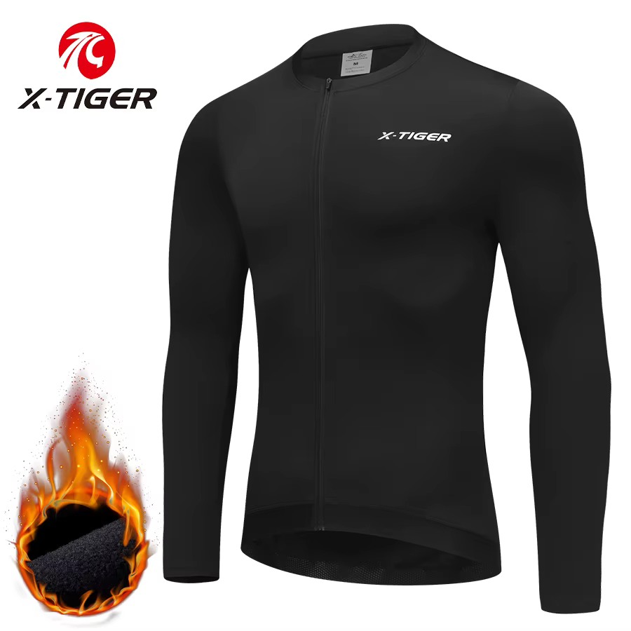 X-TIGER Veste de cyclisme d'hiver pour homme en polaire thermique Chemise de vélo VTT Ciclismo Maill