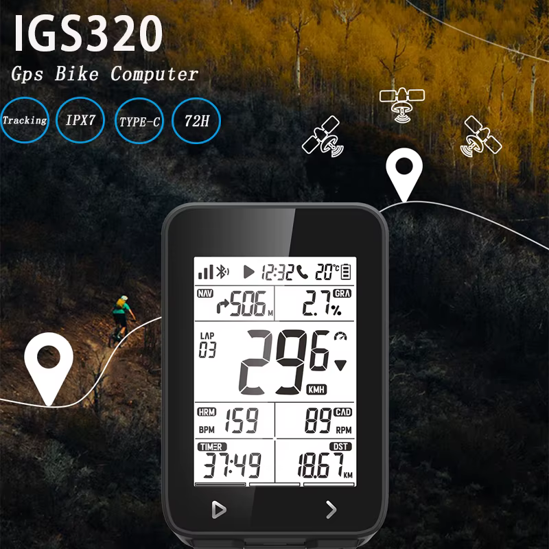IGPSPORT – compteur de vélo sans fil IGS320, IPX7, Bluetooth 5.0 ANT + GPS, 72H d'autonomie de la ba