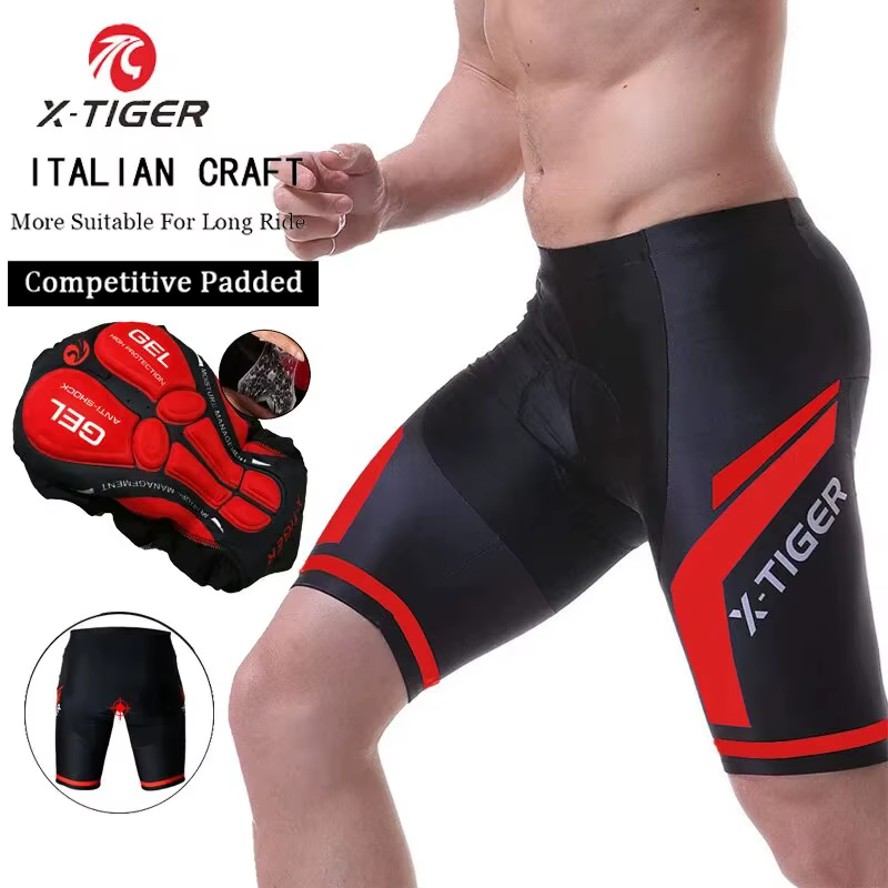 X-TIGER Cyclisme Shorts Hommes Gel Pad Vélo Vêtements VTT Vélo De Route Pantalon Anti-ald Jambe Poig