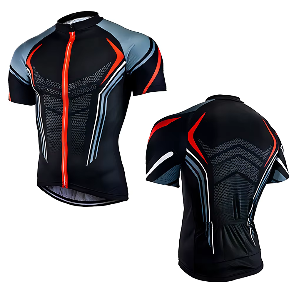 Maillot de cyclisme pour hommes, noir, rouge, gris, chemise d'été respirante à manches courtes, vête