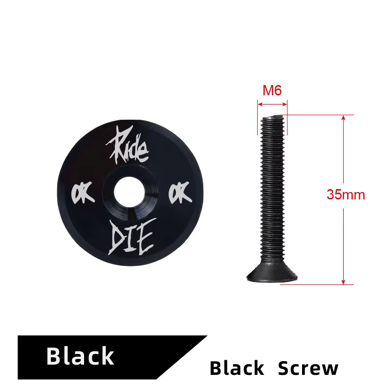 Capuchon supérieur de potence de vélo style crâne Ride or Die en alliage d'aluminium M6*35mm compati