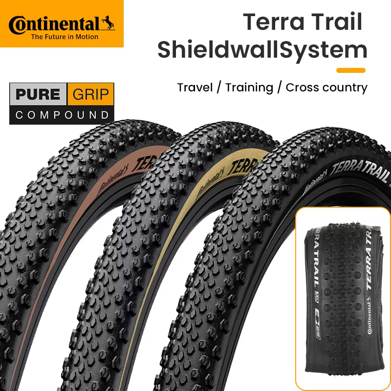 Pneu de vélo de route Continental Terra Trail 700x40C 45 50C Tubeless Ready Noir/Crème/Marron 3/180 