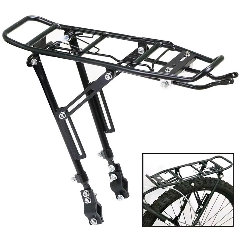 1PC alliage arrière porte-vélo sac de transport bagages Cycle VTT noir