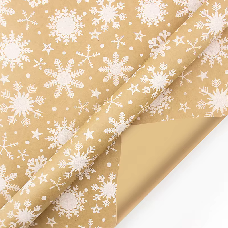Papier d'emballage de Noël pour emballage cadeau, arbre de Noël, motif de flocon de neige, papier kr