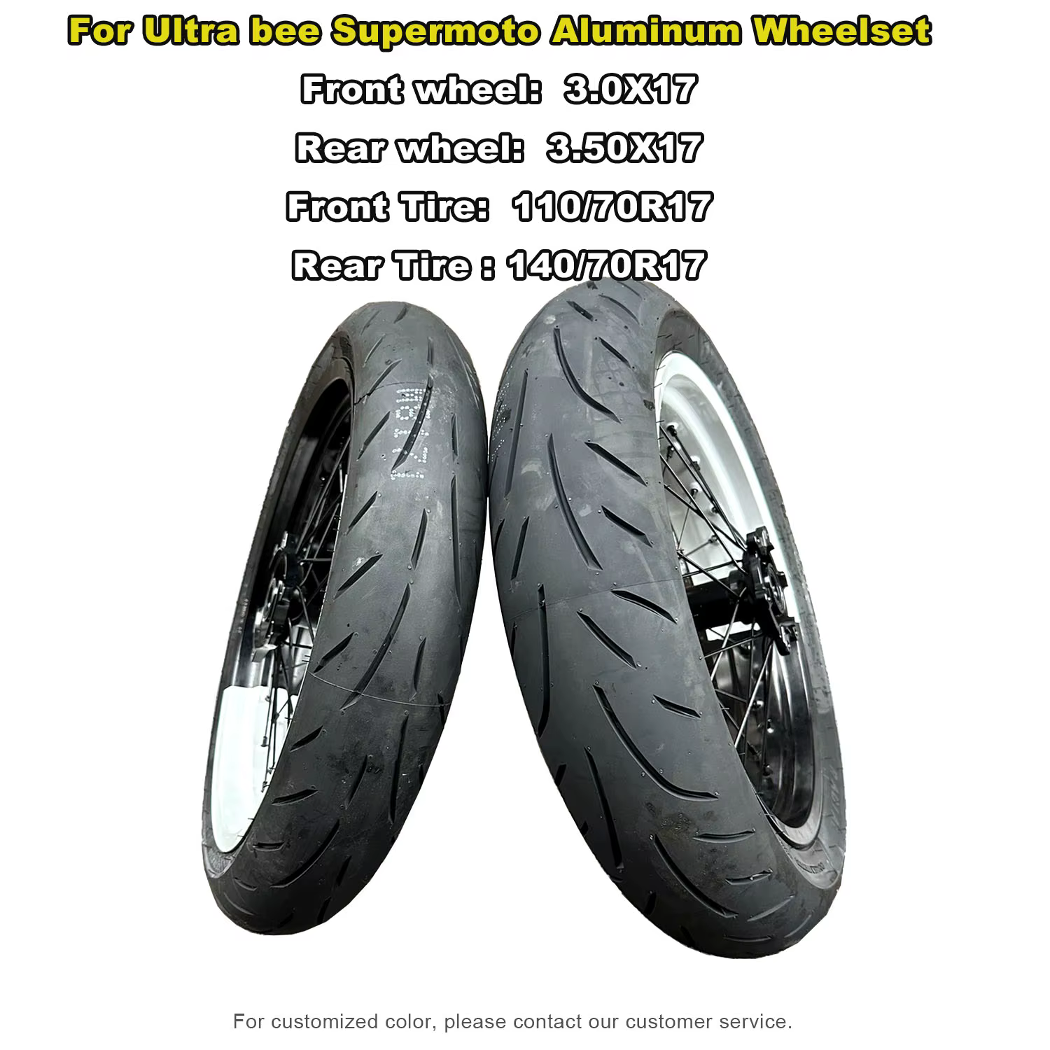 Roues Supermoto pour moto électrique Ultra Bee, kit de roues 17 pouces, roue avant 110/70R17, roue a