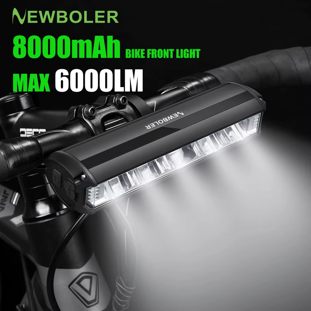 NEWBOLER vélo lumière avant 6000 Lumen vélo lumière 8000 mAh étanche lampe de poche USB charge vtt r