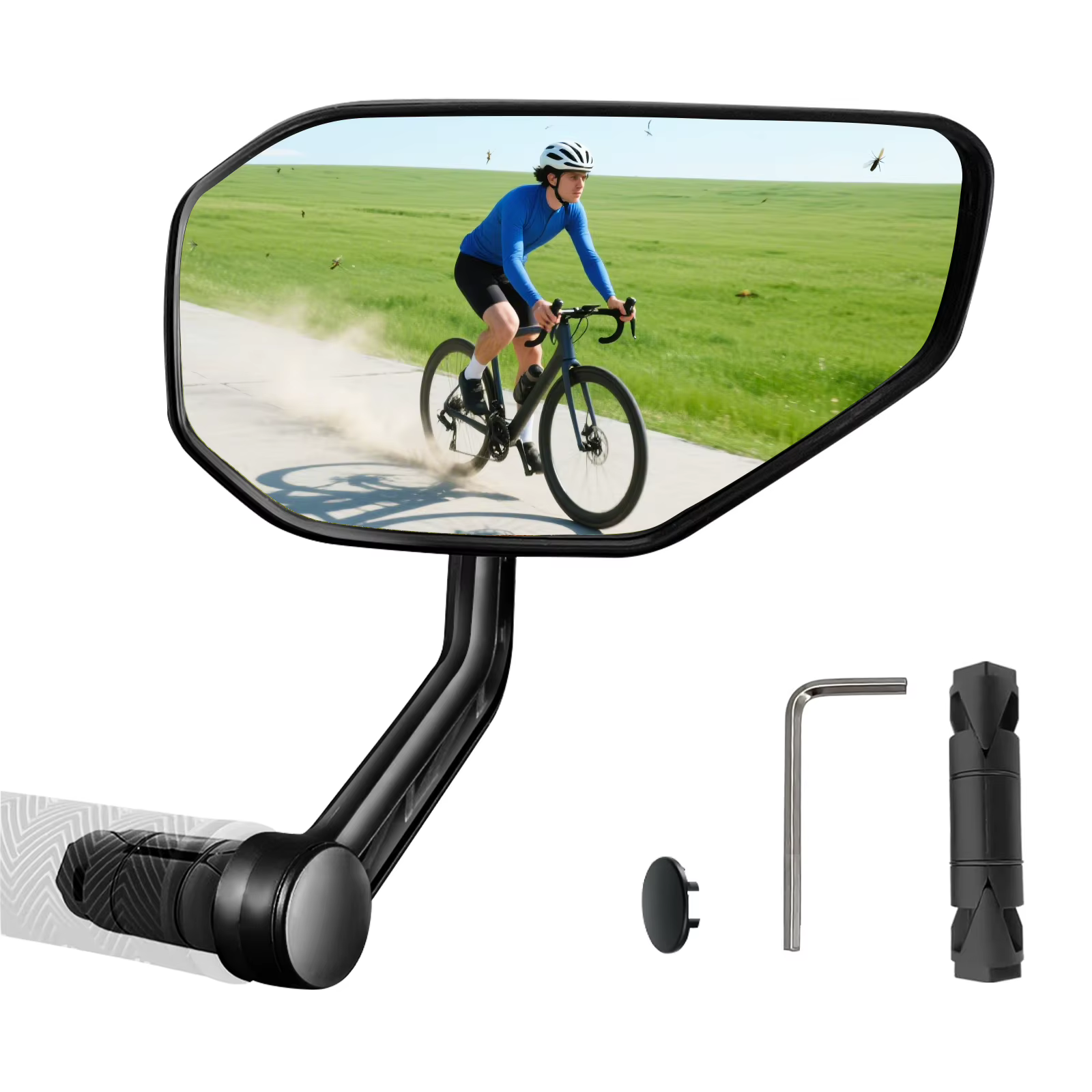 Rétroviseur de vélo pour guidon, rétroviseur de vélo pour extrémité de guidon, lentille en verre HD 