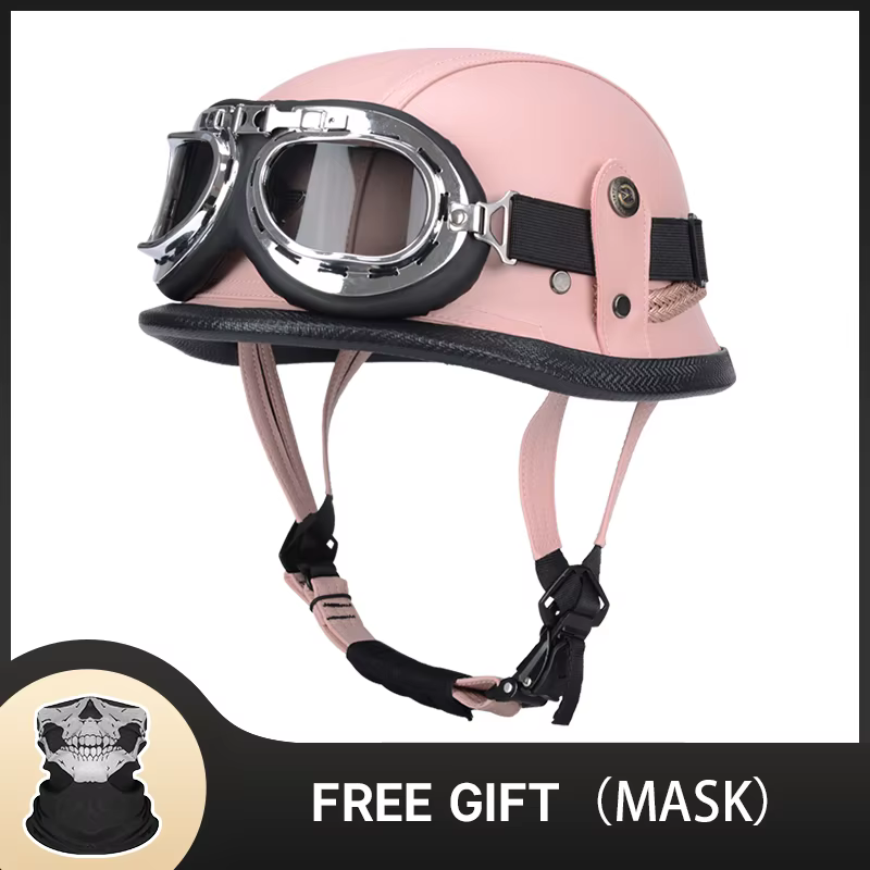 Demi-casque Vintage allemand de l'ancienne école, demi-coque de moto rétro, doublure intérieure conf