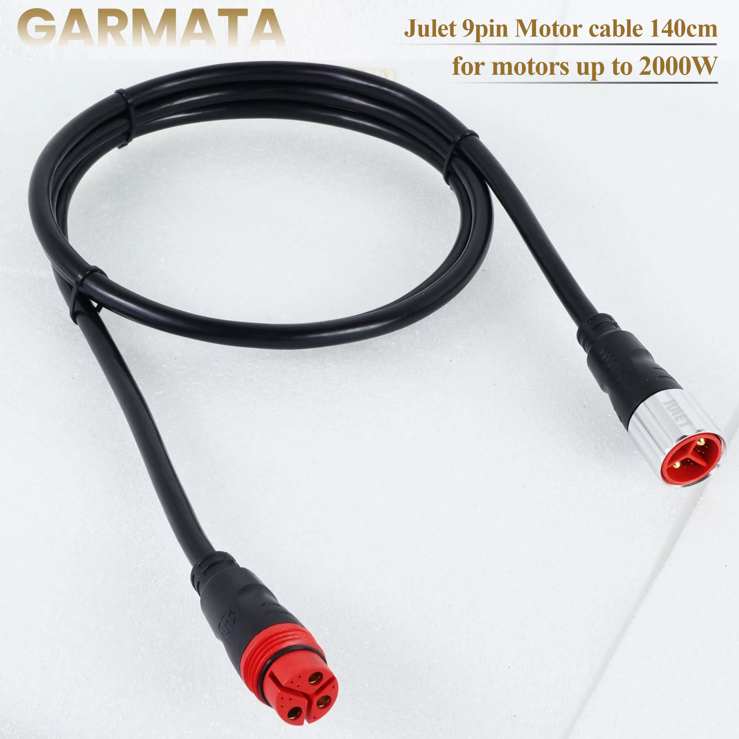Câble de moteur pour vélo électrique 9 broches 500-2000W 140cm avec connecteur étanche fileté