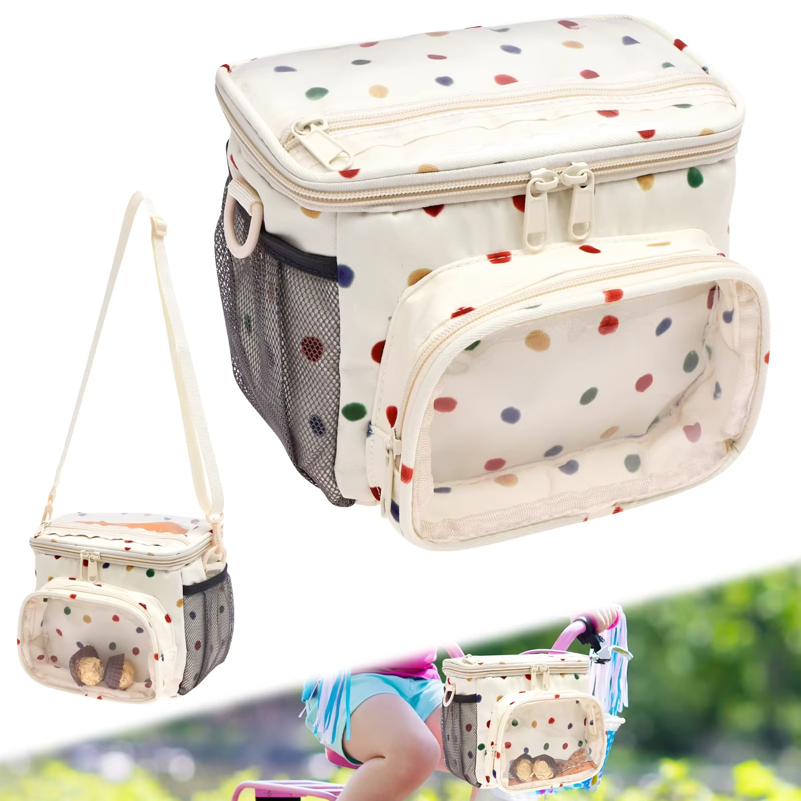 Sac de vélo pour enfant, panier de rangement pour guidon, multi-poches, sac de transport suspendu po