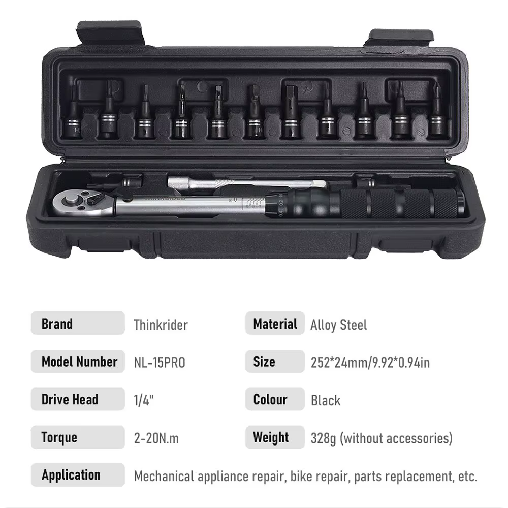 ThinkRider Professionnel NL-15 PRO Vélo Clé Dynamométrique 2-20N · m Clé Allen Outil Socket Set Kit