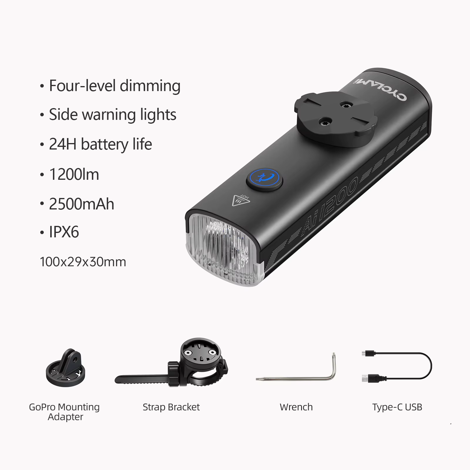 CYCLAMI AI-1200 phare de vélo vtt vélo de route AI 1200 Lumens lampe avant nuit cyclisme lampe de po