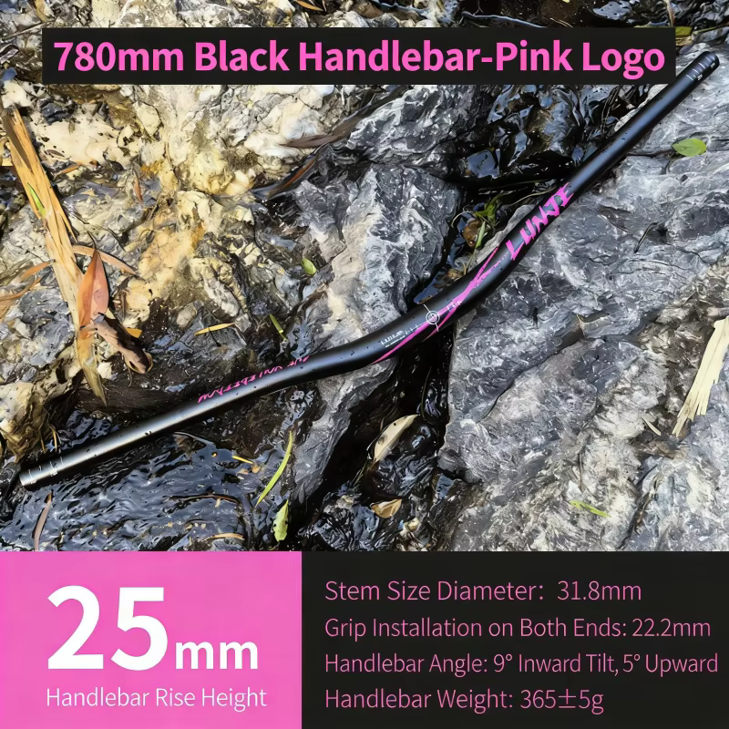 Guidon de vélo de montagne LUNJE 31,8 en alliage d'aluminium CNC, longueur 780 mm, hauteur de levage