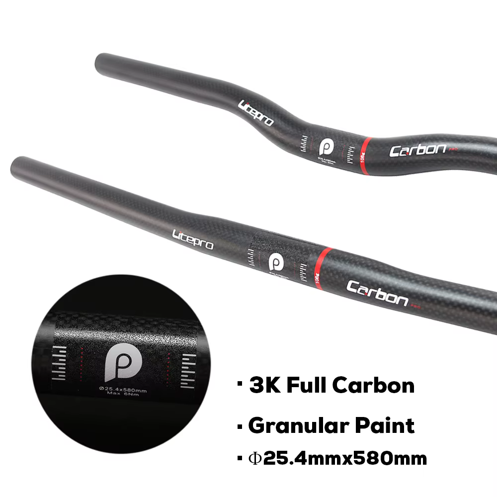 Litepro pliant/BMX 25.4mm 580mm guidon en carbone vtt guidon plat ou montée en Fiber de carbone ultr